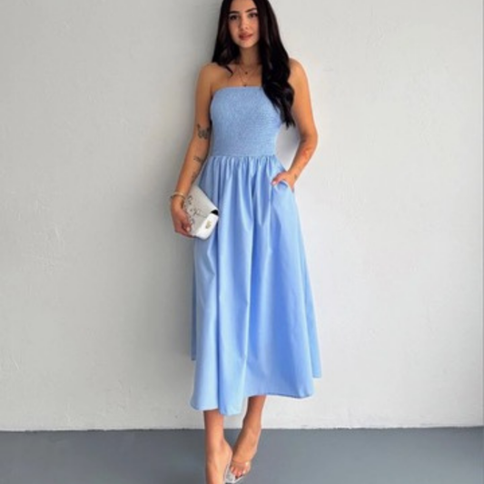 Isla Smocked Midi Dress - Kumkwat