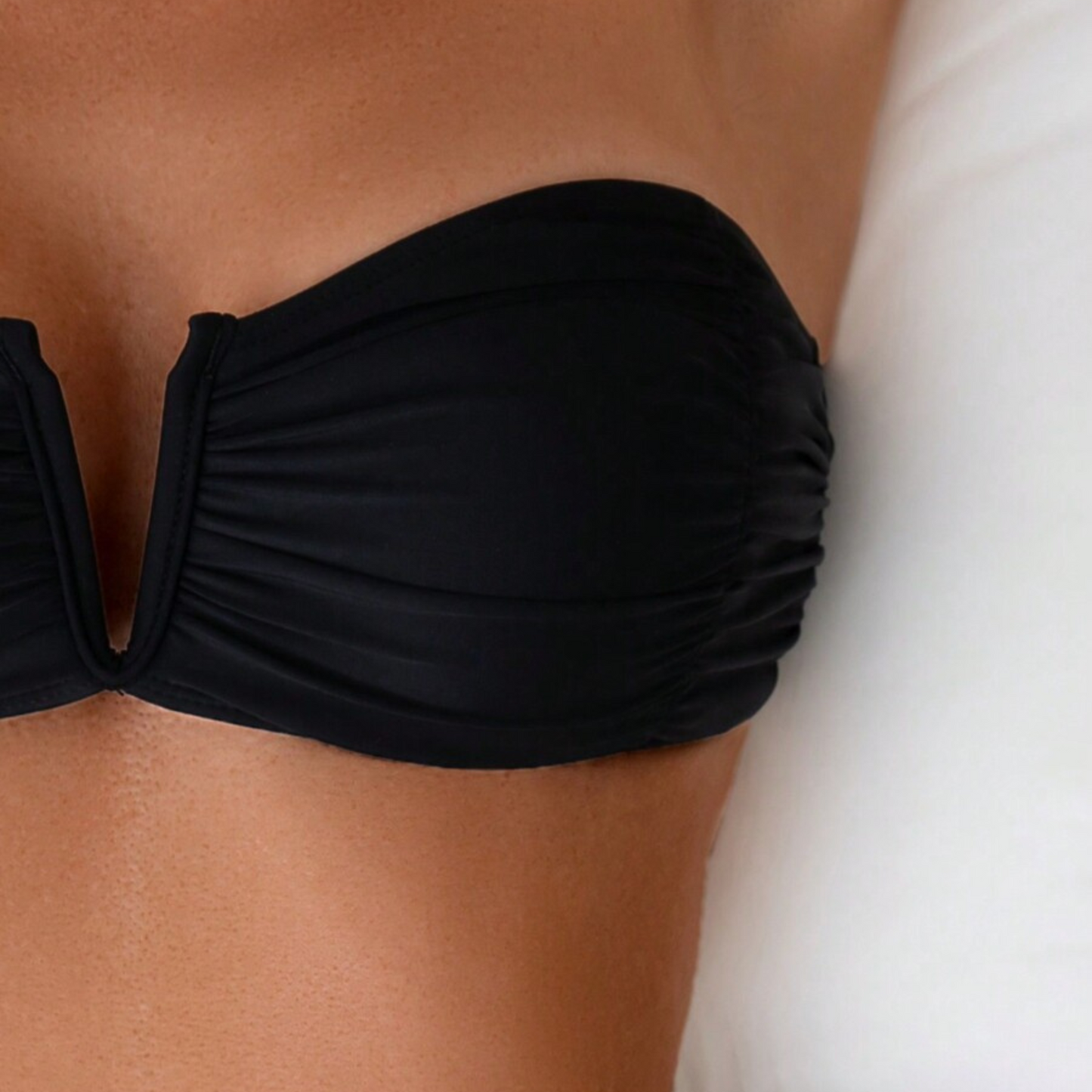 Strapless Ruched Bikini Set - Kumkwat