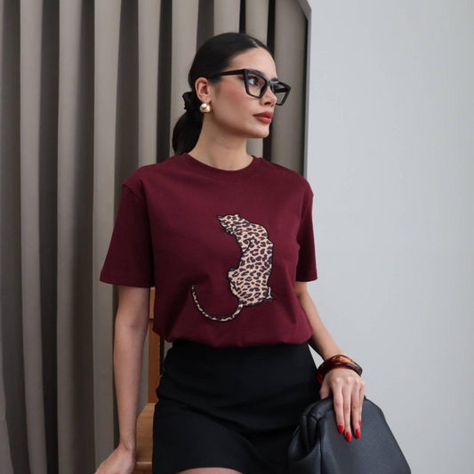 Leopard Muse Graphic Tee - Kumkwat