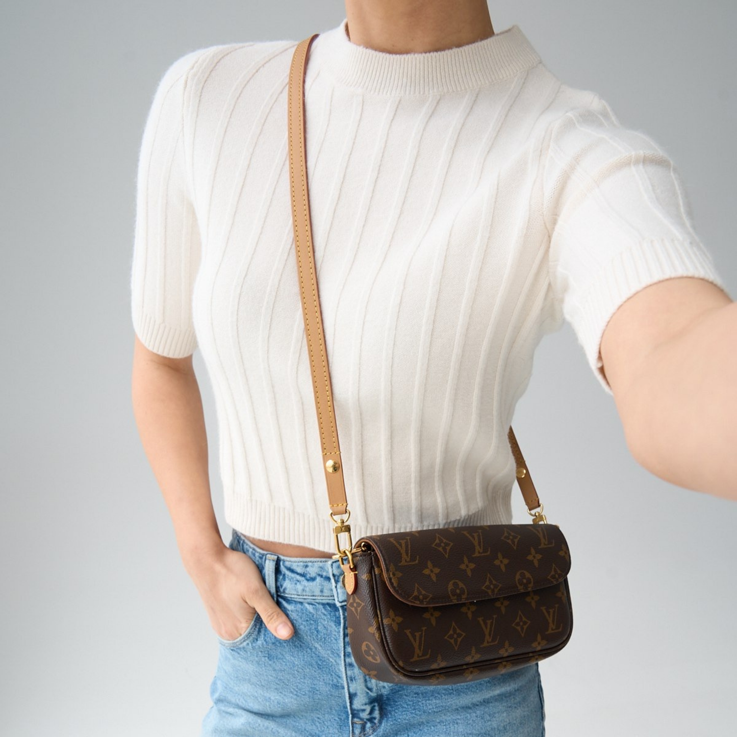 Ribbed Knit Short-Sleeve Top - Kumkwat