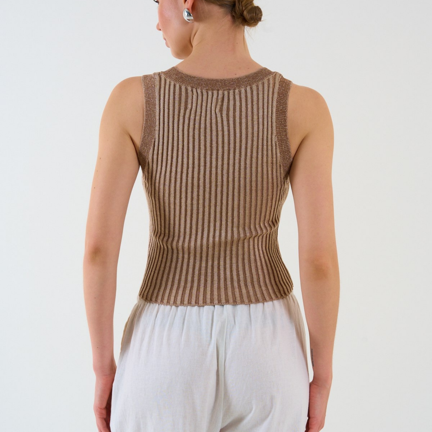 Ribbed Knit Scoop Tank - Kumkwat