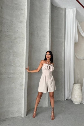 Aria Bow-Front Halter Romper