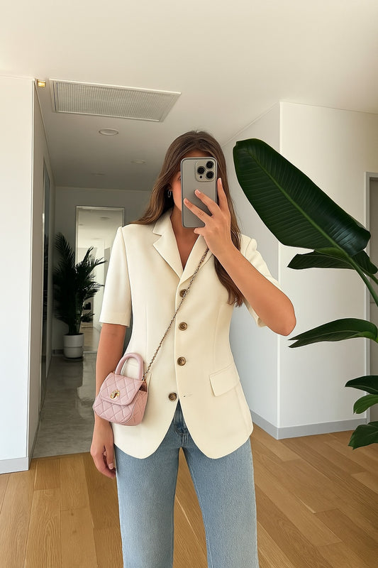 Ivory Tailored Blazer Tee - Kumkwat