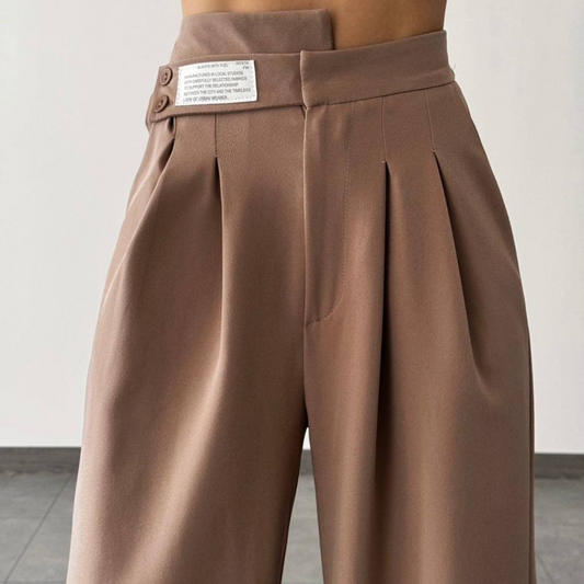 High-Waisted Wide-Leg Trousers - Kumkwat