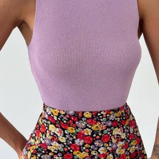 Ribbed Knit Tank Top - Kumkwat