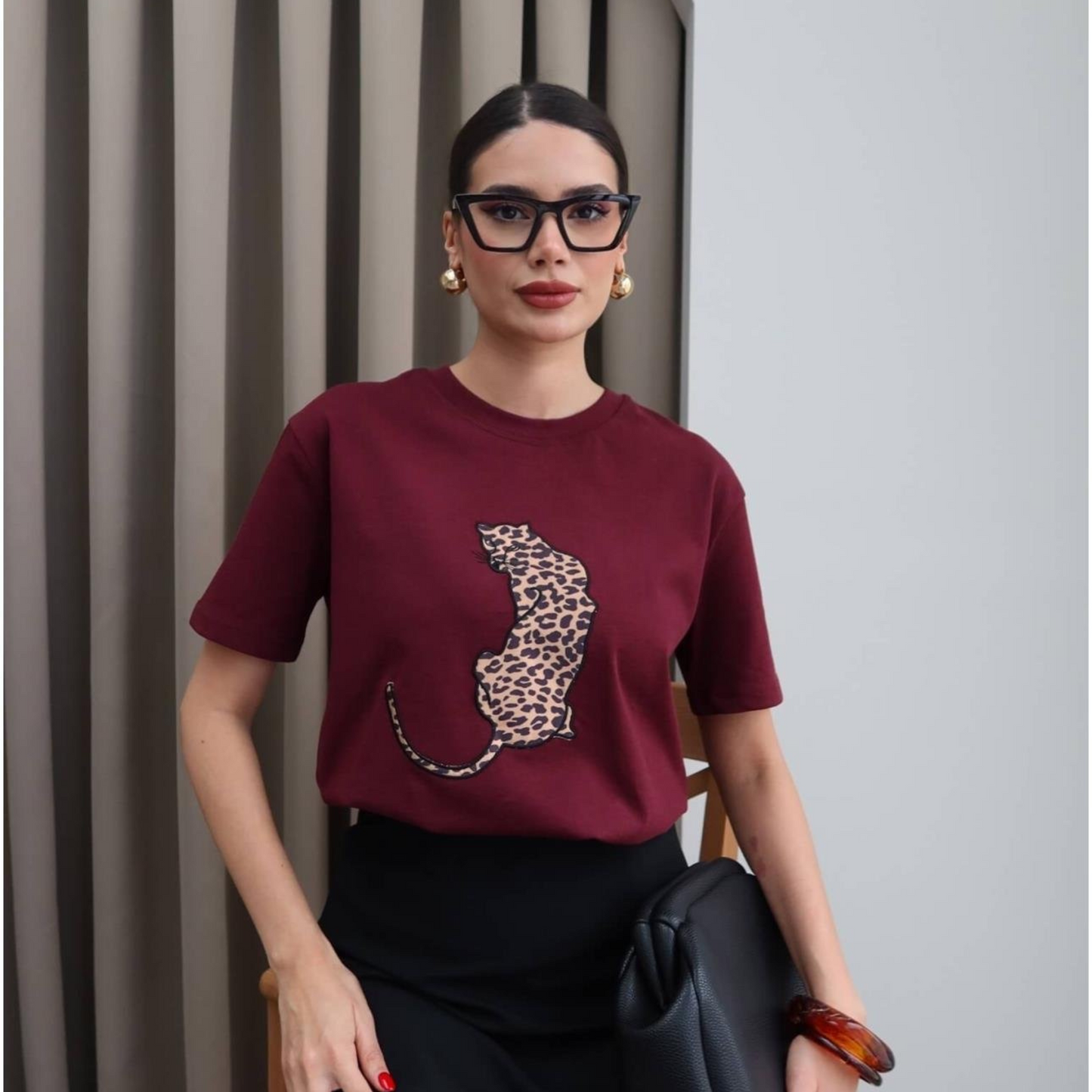 Leopard Muse Graphic Tee - Kumkwat