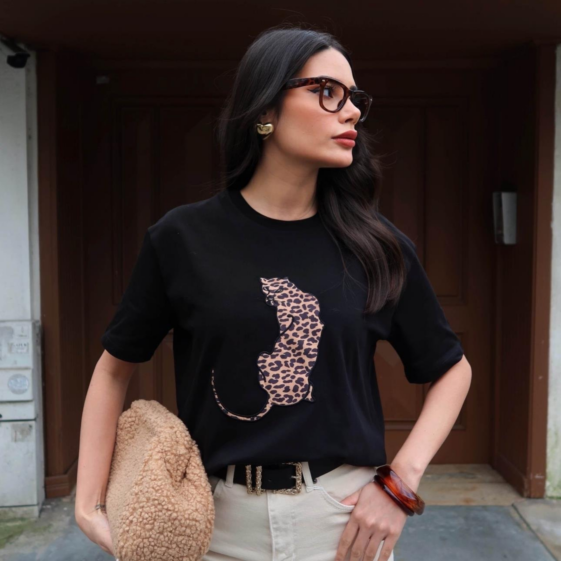 Leopard Muse Graphic Tee - Kumkwat