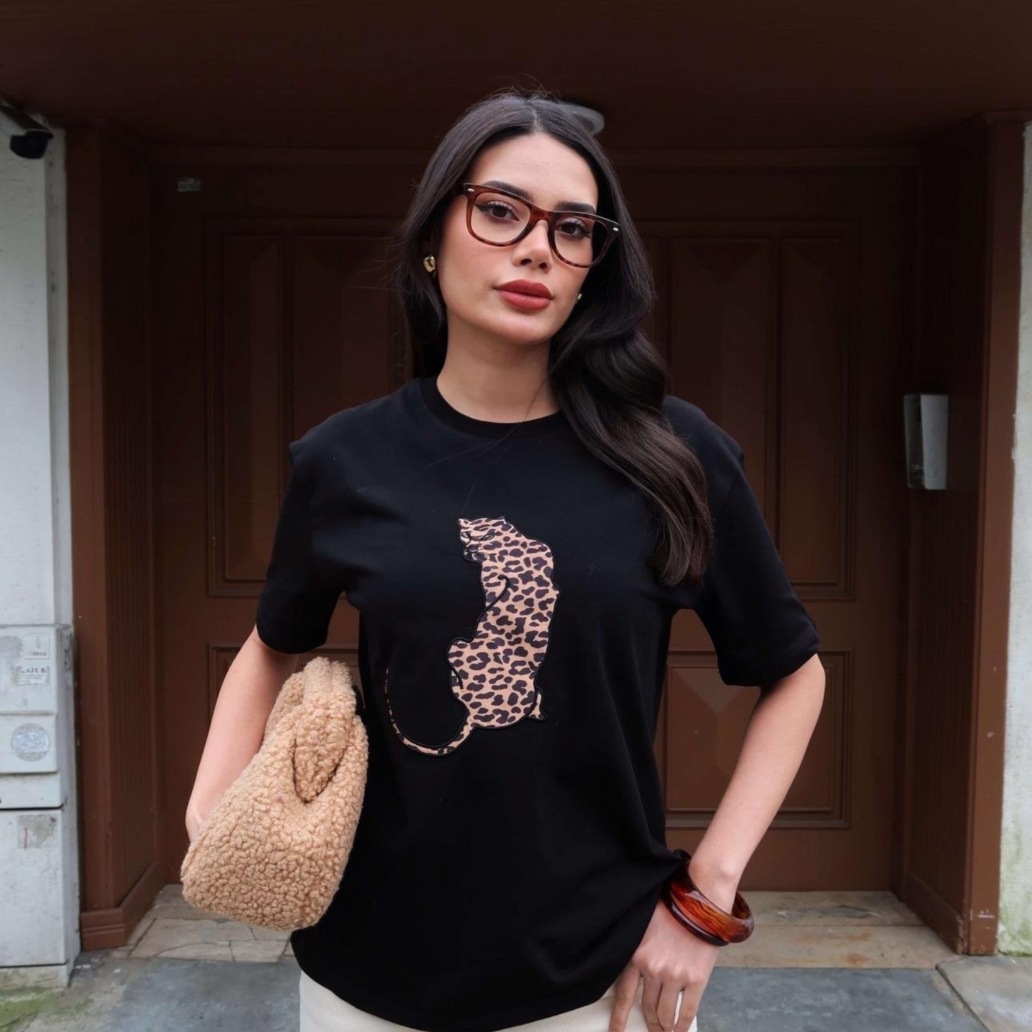 Leopard Muse Graphic Tee - Kumkwat