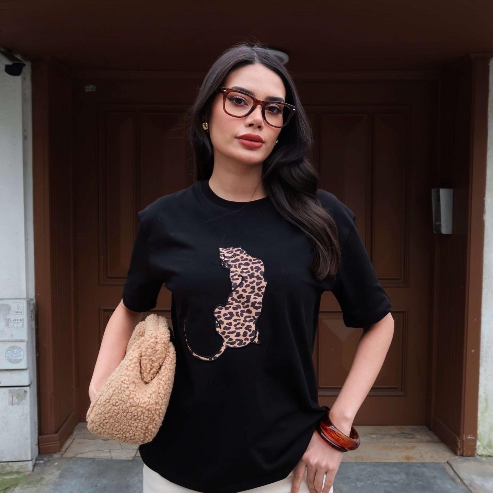 Leopard Muse Graphic Tee - Kumkwat