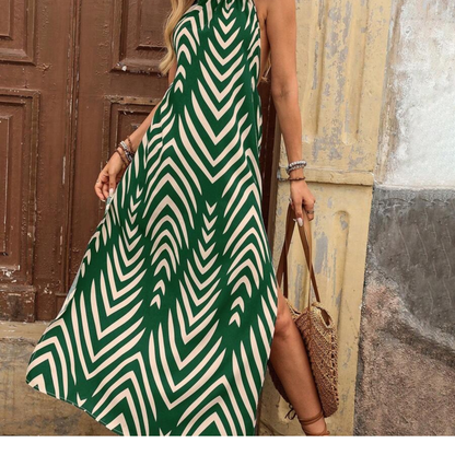 Chevron Print Maxi Dress