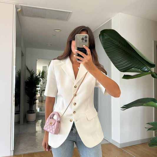 Ivory Tailored Blazer Tee - Kumkwat
