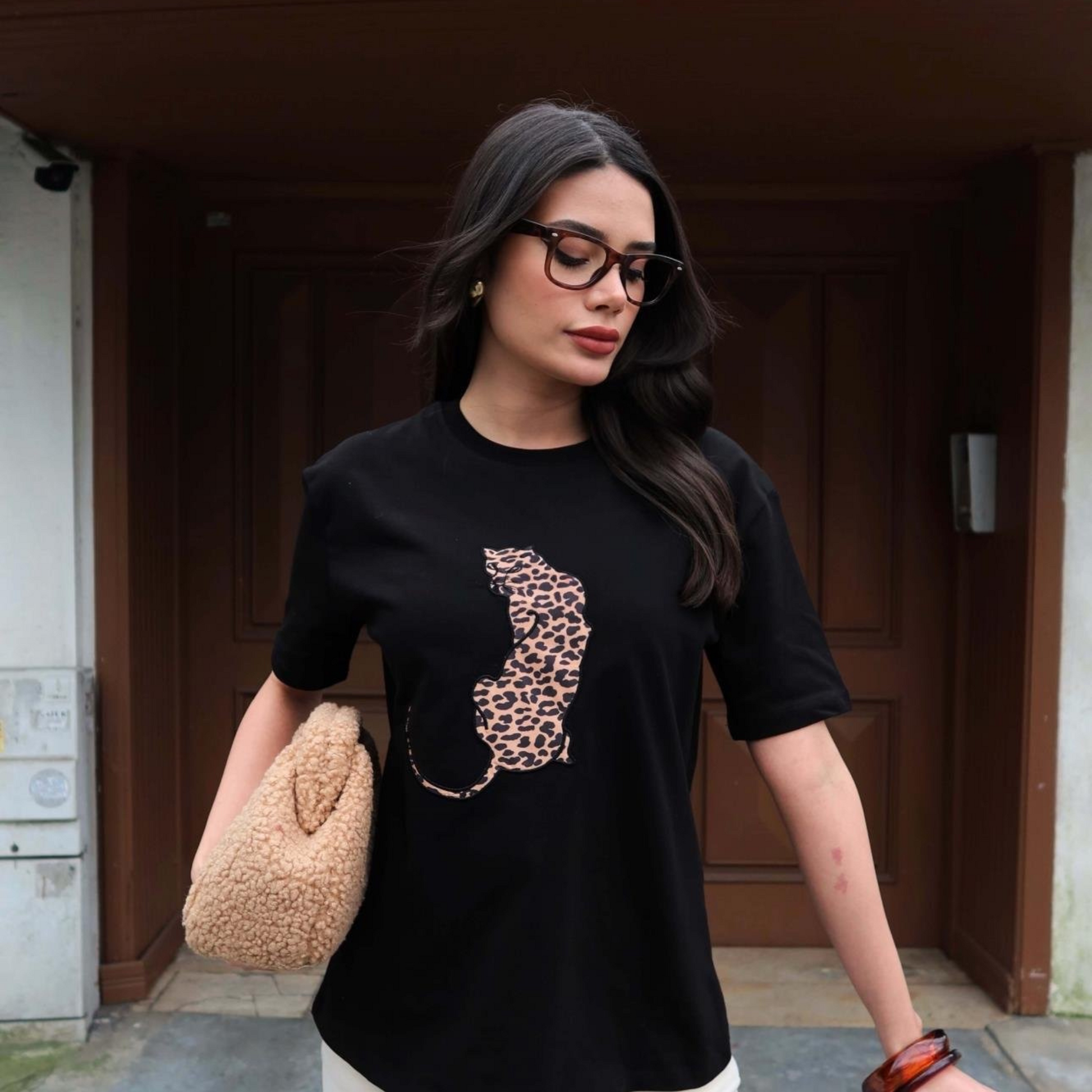Leopard Muse Graphic Tee - Kumkwat