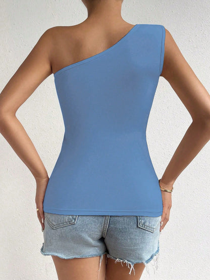 One-Shoulder Ruched Top - Kumkwat