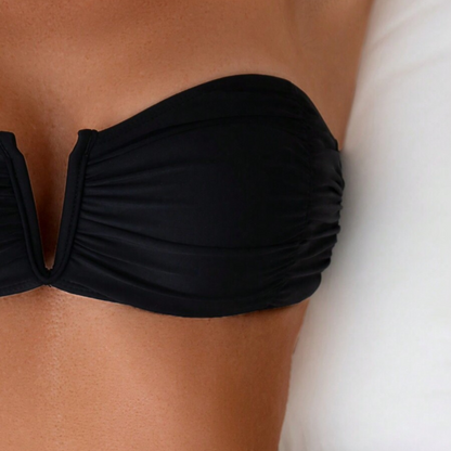 Strapless Ruched Bikini Set - Kumkwat
