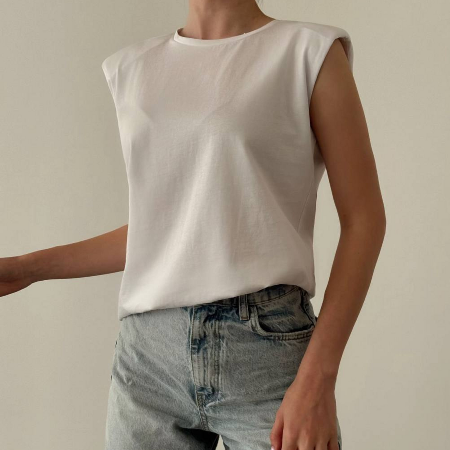 Padded Shoulder Sleeveless Tee - Kumkwat
