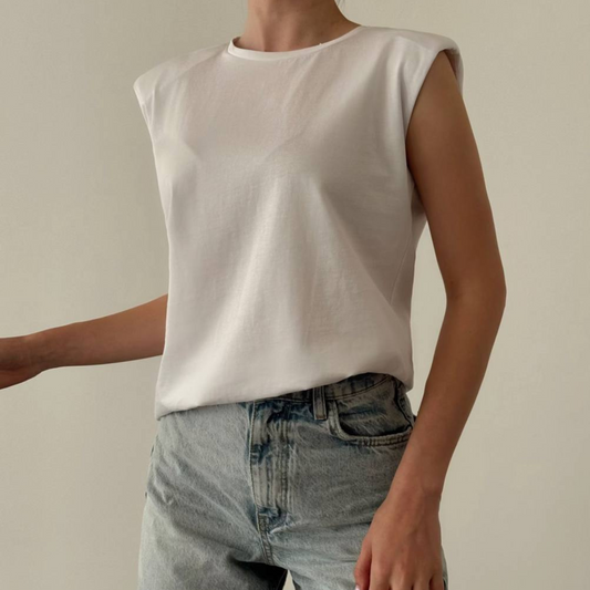 Padded Shoulder Sleeveless Tee - Kumkwat