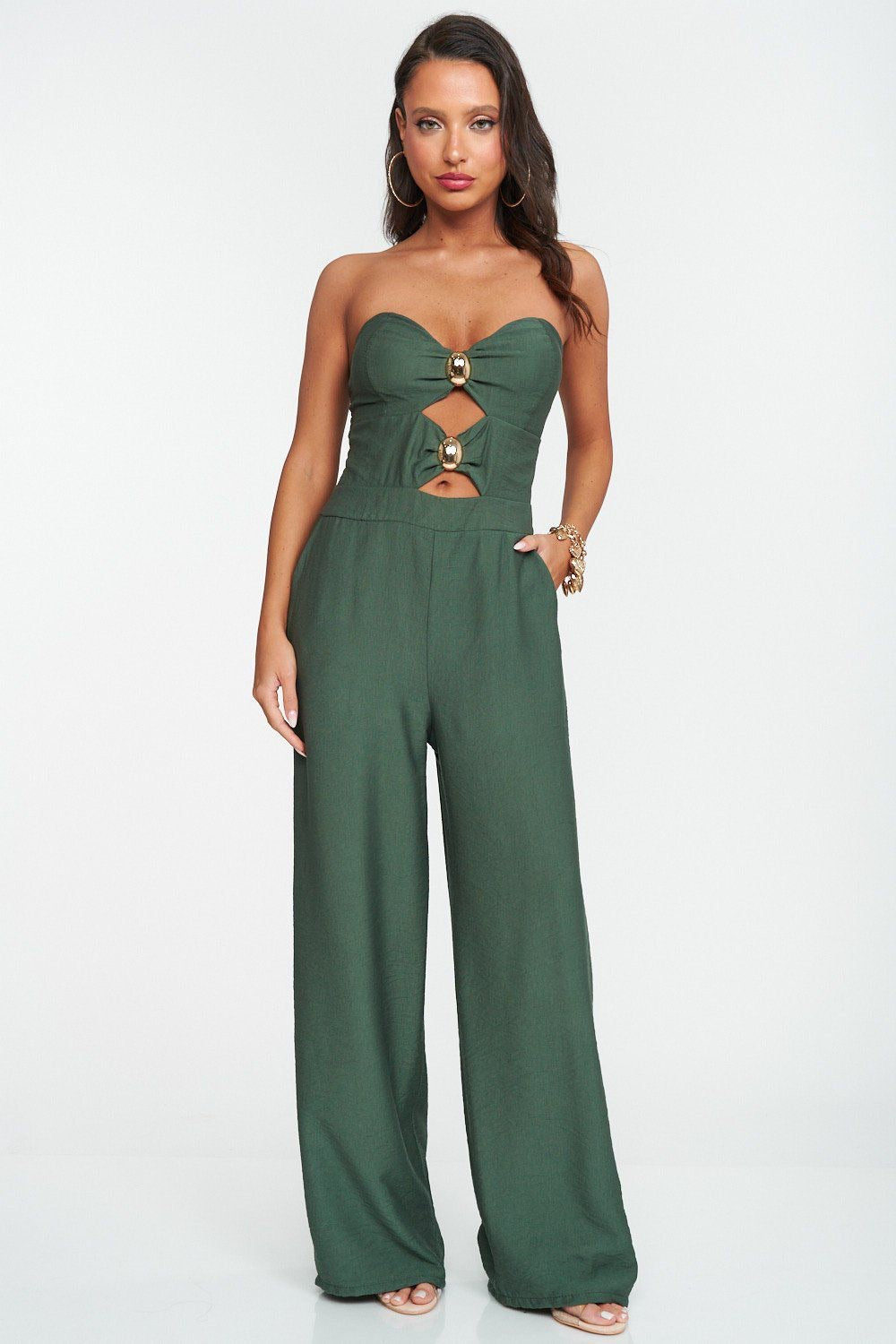 Strapless Cut-Out Jumpsuit - Kumkwat