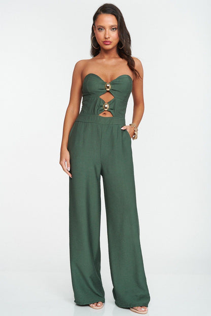 Strapless Cut-Out Jumpsuit - Kumkwat