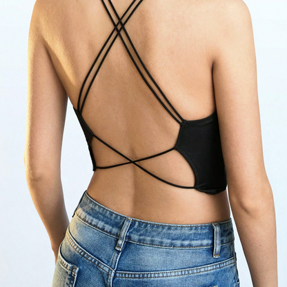 Black Minimalist Spaghetti Strap Tank Top - Kumkwat