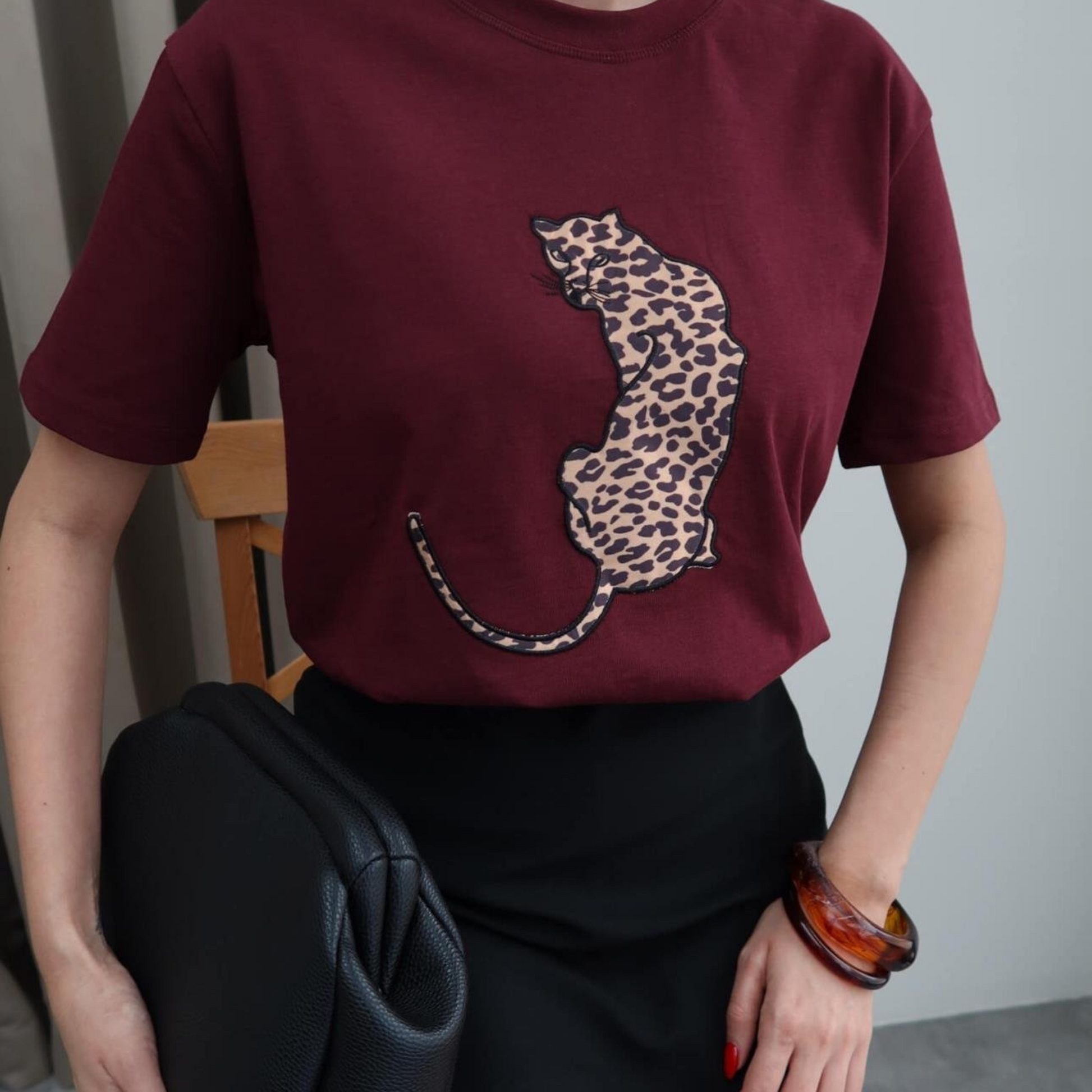 Leopard Muse Graphic Tee - Kumkwat