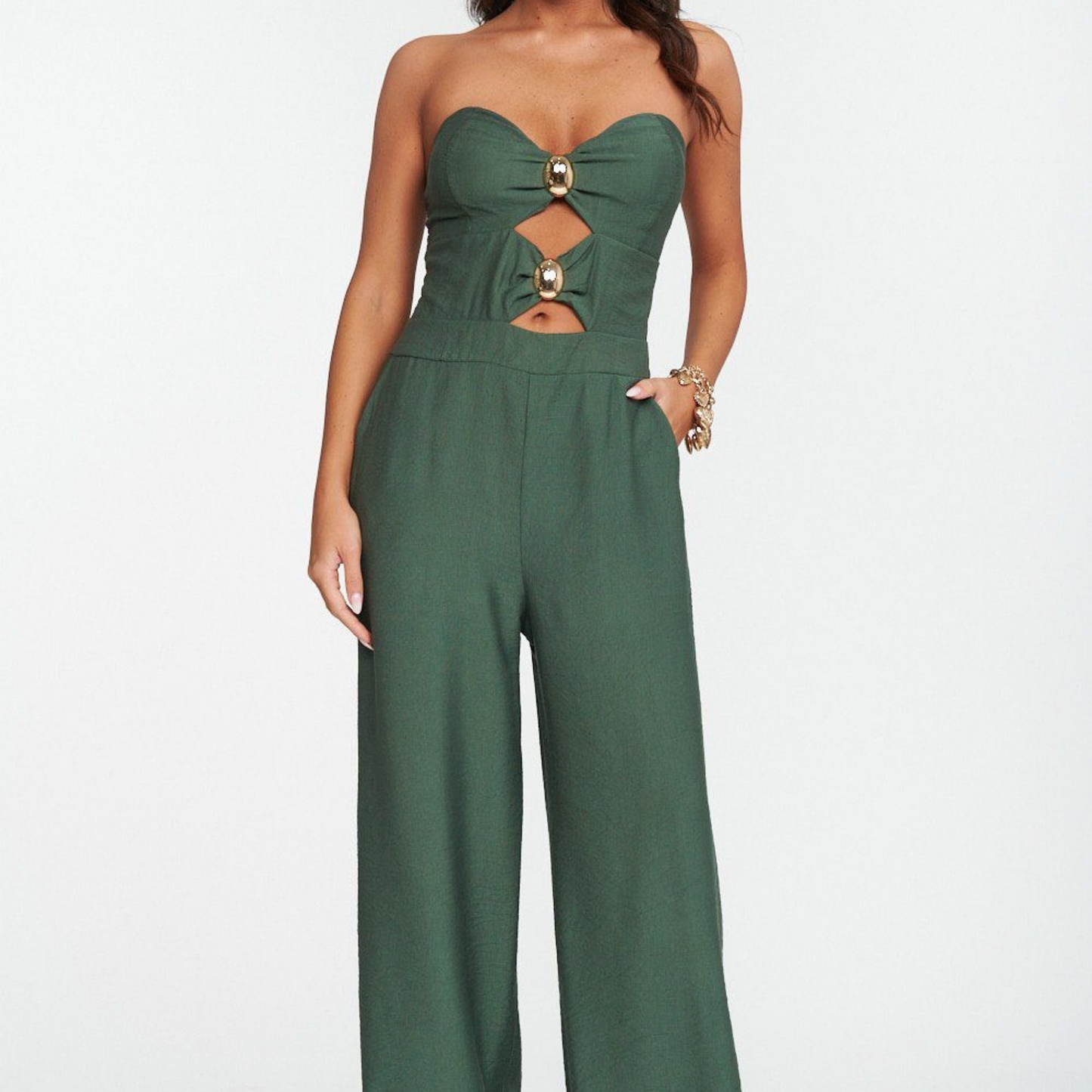 Strapless Cut-Out Jumpsuit - Kumkwat