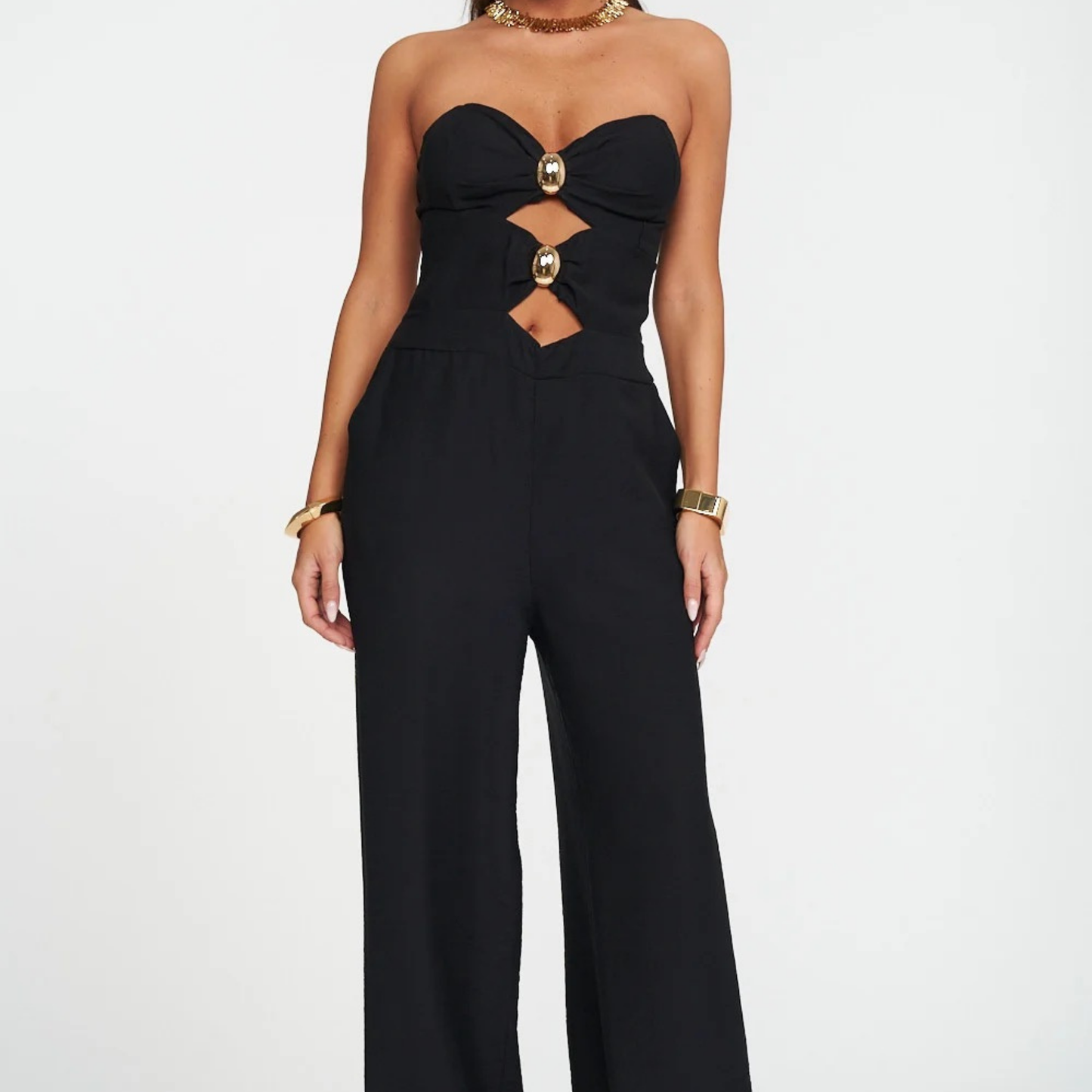 Strapless Cut-Out Jumpsuit - Kumkwat