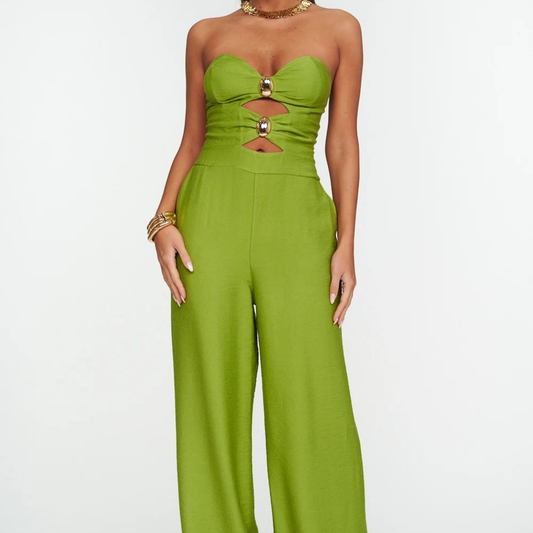 Strapless Cut-Out Jumpsuit - Kumkwat