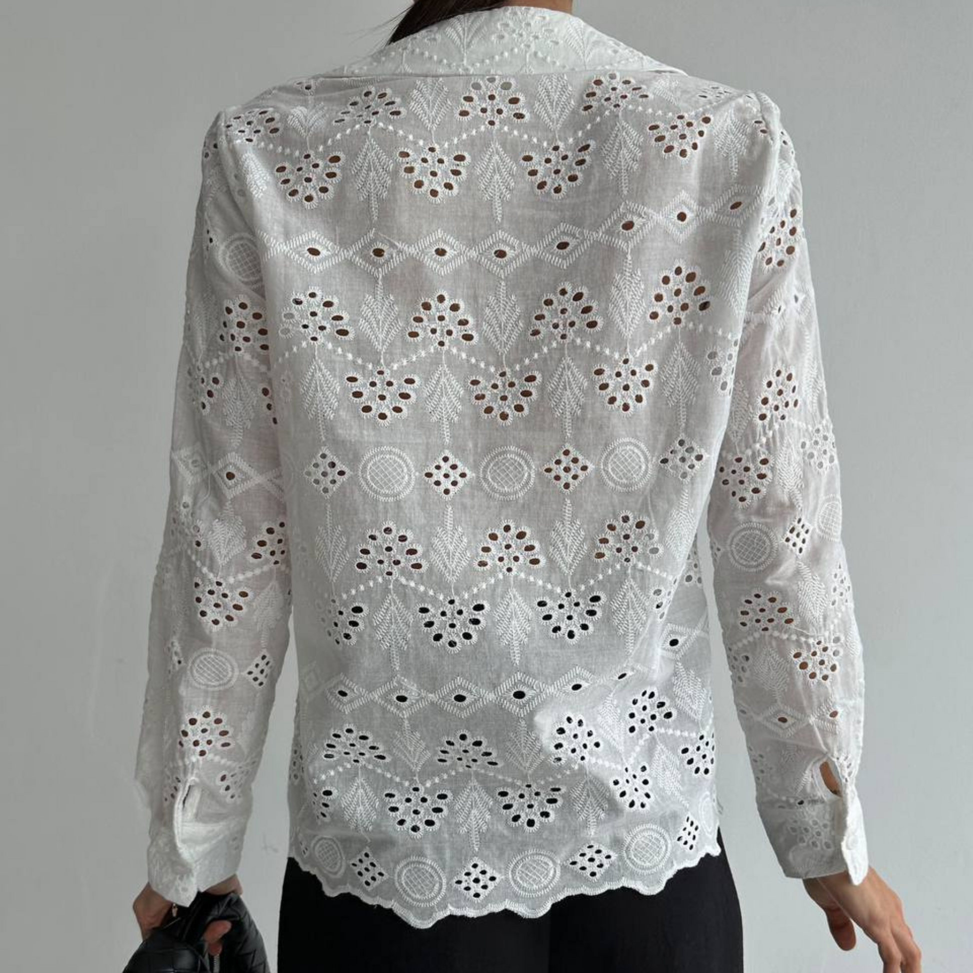 Embroidered Eyelet Cotton Shirt - Kumkwat