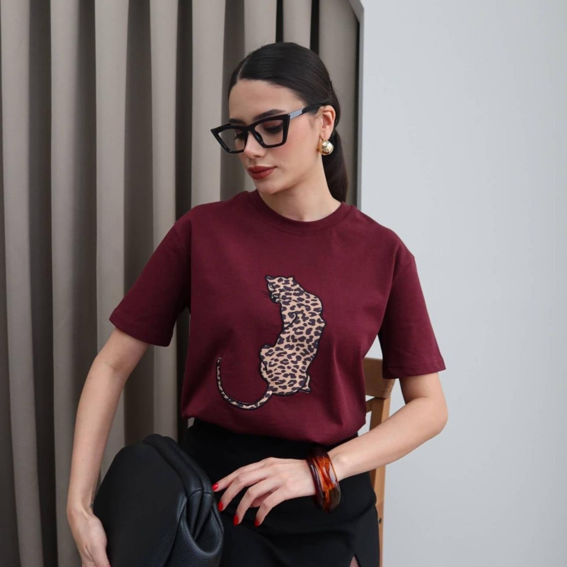 Leopard Muse Graphic Tee - Kumkwat