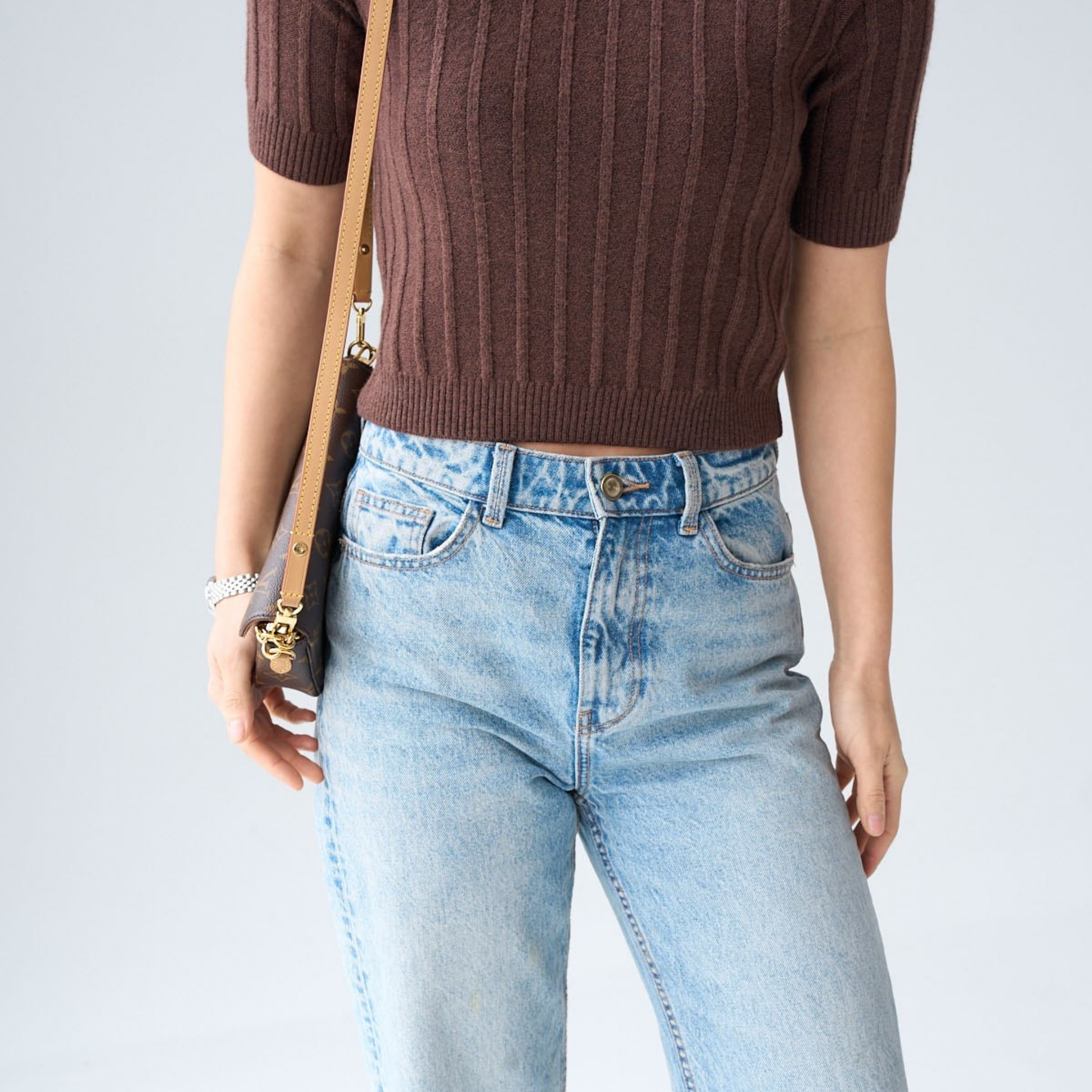 Ribbed Knit Short-Sleeve Top - Kumkwat