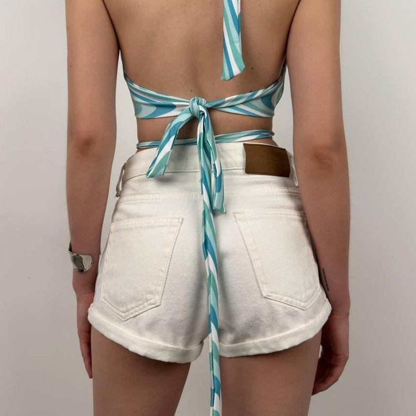 High-Rise White Denim Shorts - Kumkwat