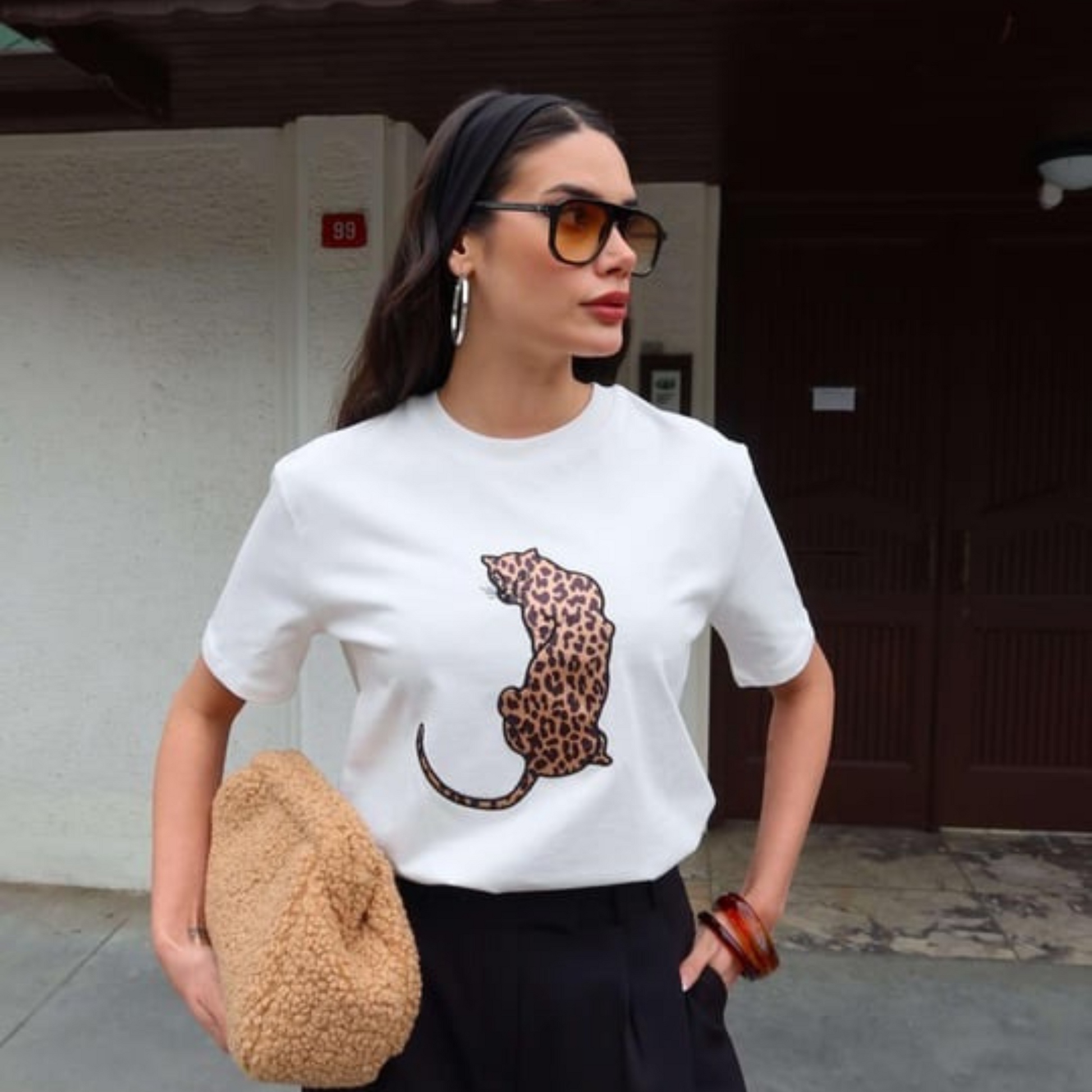 Leopard Muse Graphic Tee - Kumkwat