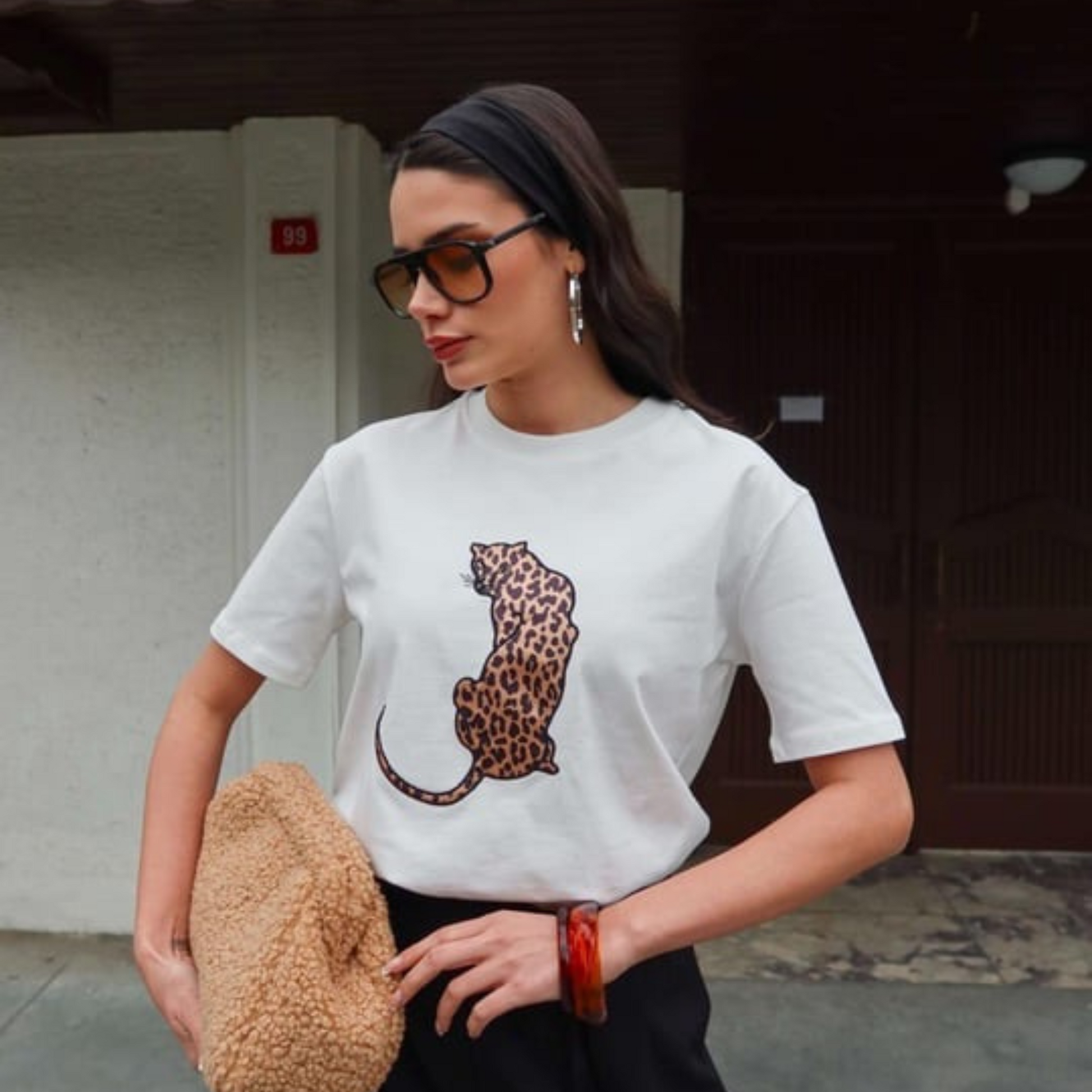 Leopard Muse Graphic Tee - Kumkwat