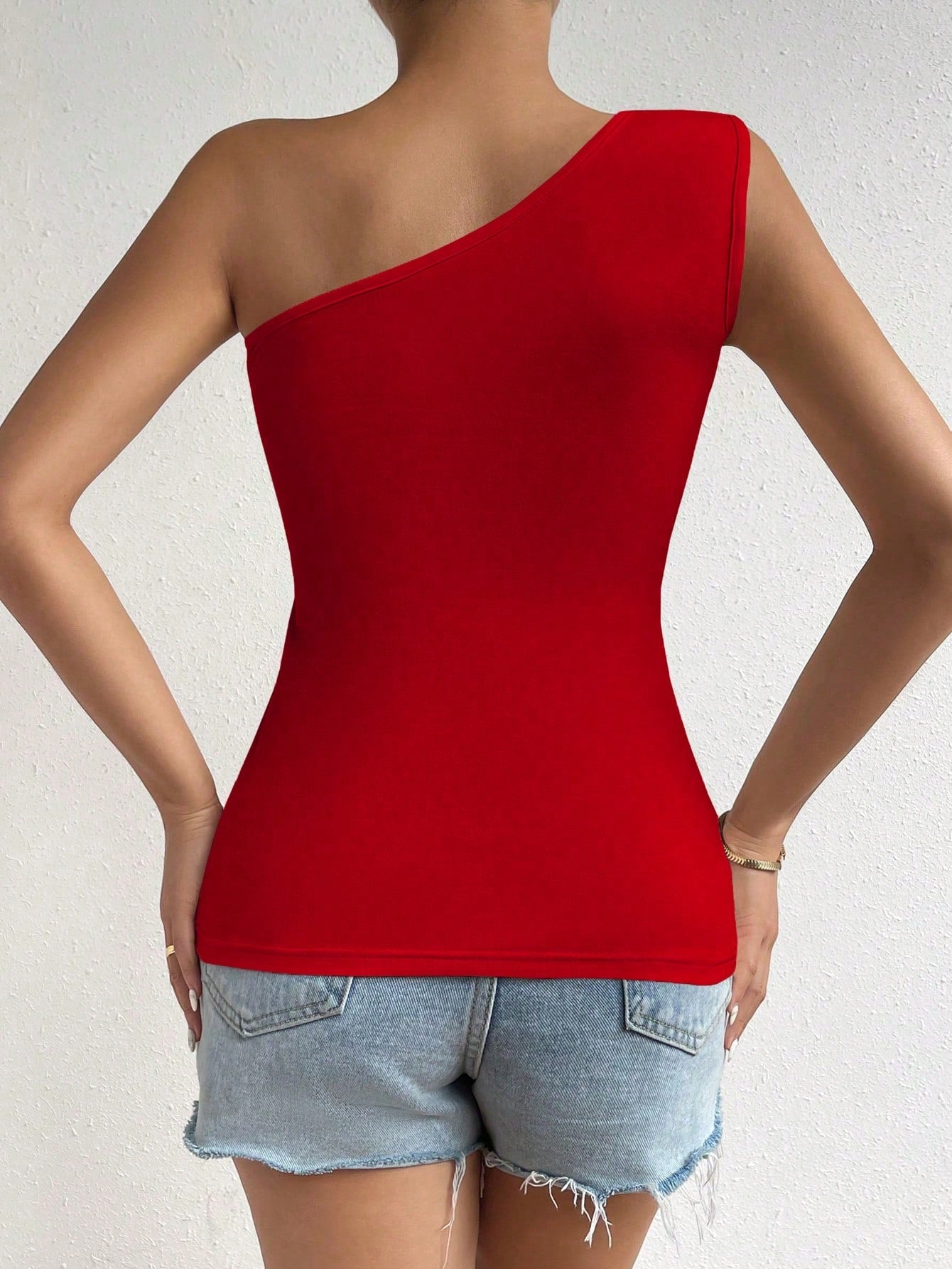 One-Shoulder Ruched Top - Kumkwat