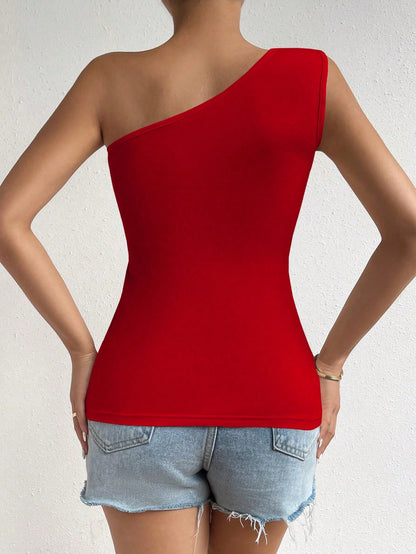 One-Shoulder Ruched Top - Kumkwat