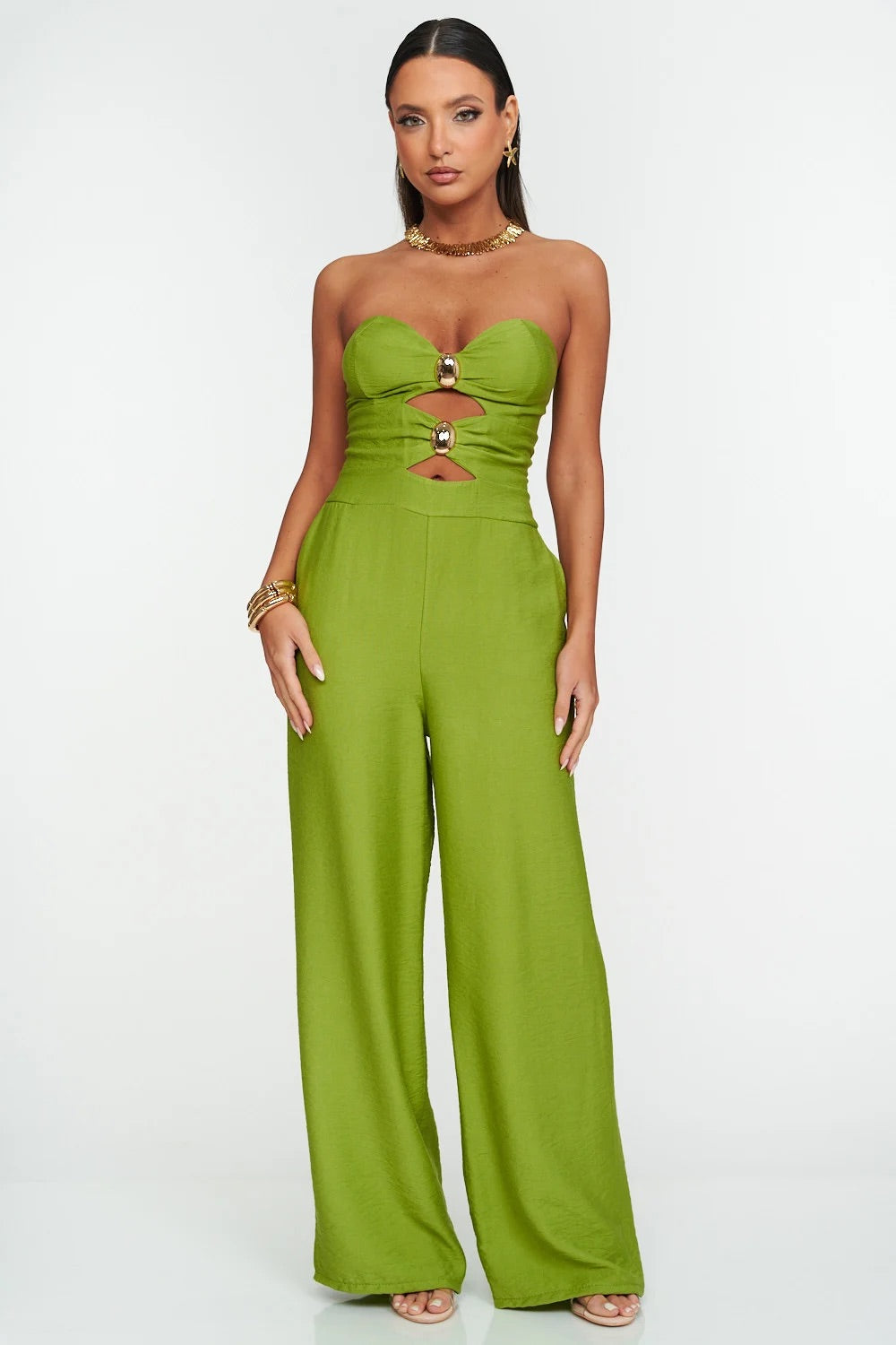 Strapless Cut-Out Jumpsuit - Kumkwat