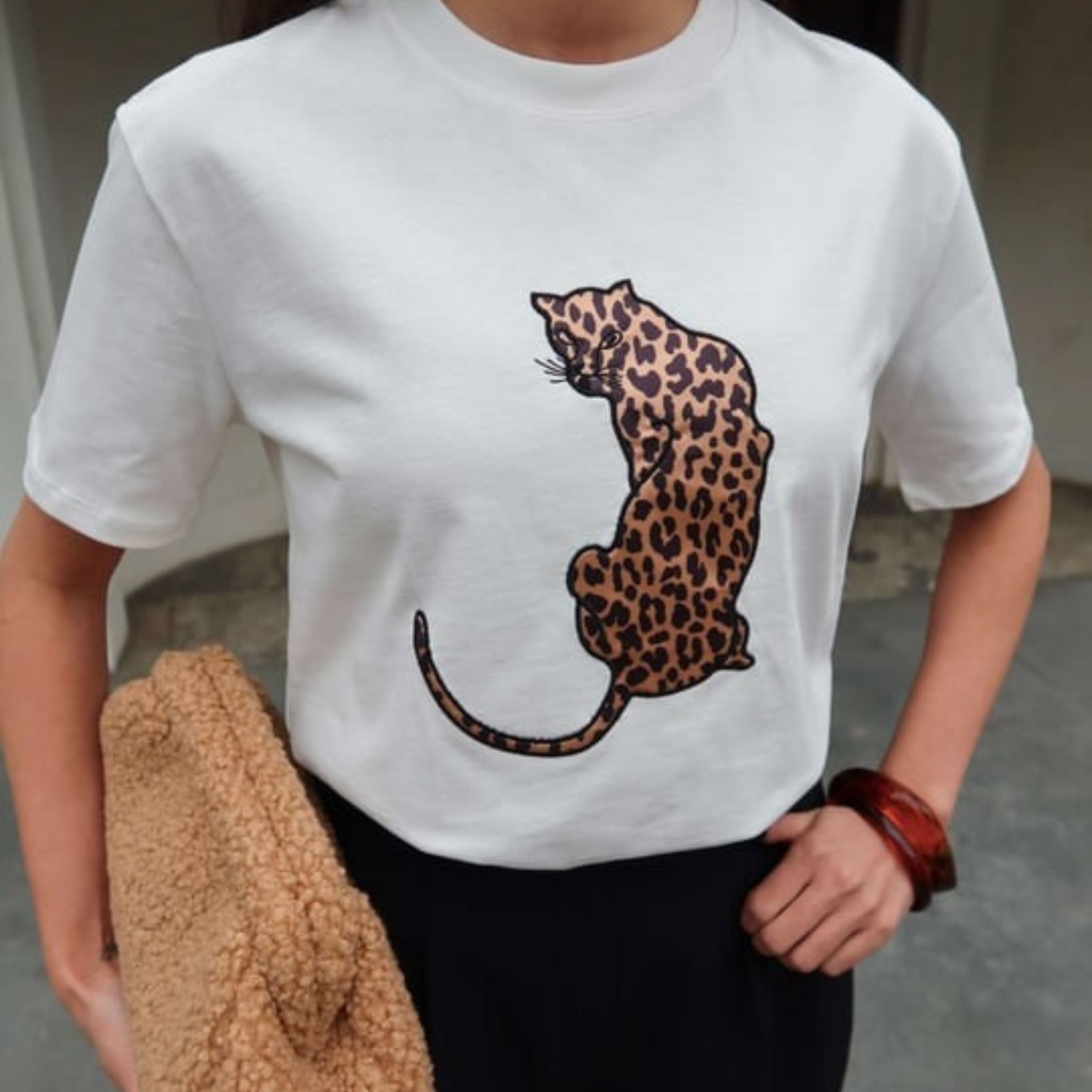 Leopard Muse Graphic Tee - Kumkwat