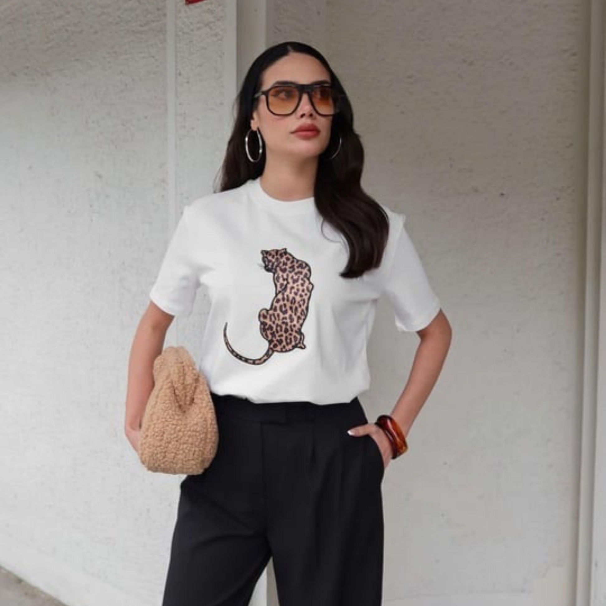 Leopard Muse Graphic Tee - Kumkwat