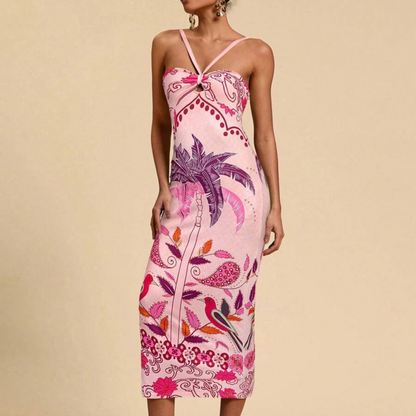 Tropical Jungle Print Bodycon Midi Dress