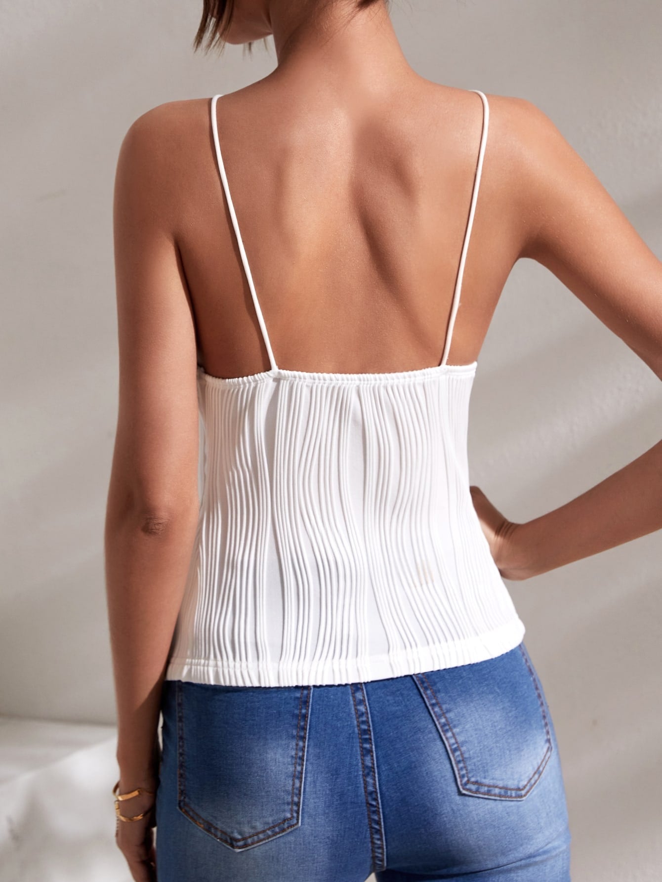 White Pleated Halter Top - Kumkwat