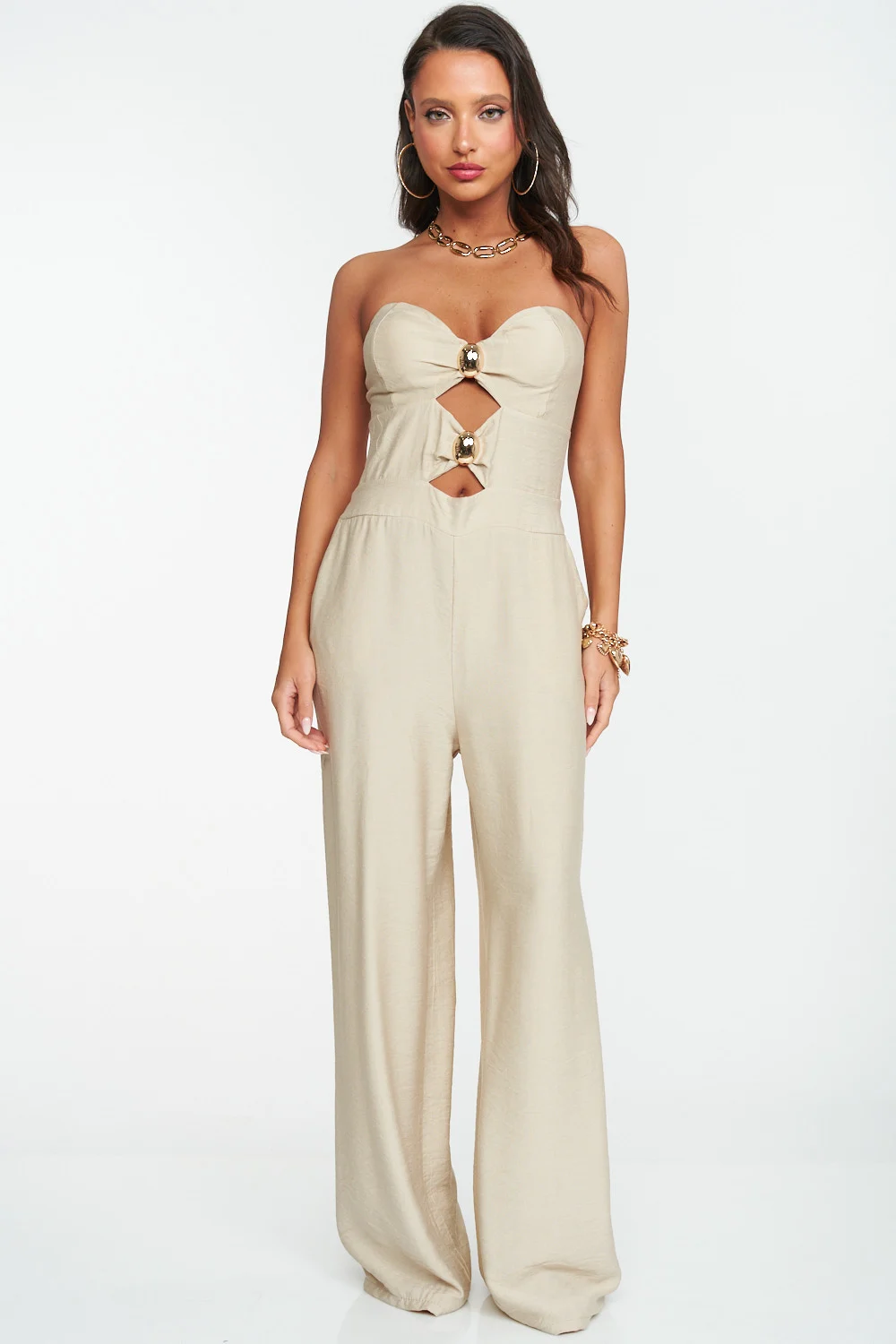 Strapless Cut-Out Jumpsuit - Kumkwat