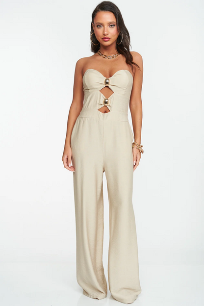 Strapless Cut-Out Jumpsuit - Kumkwat