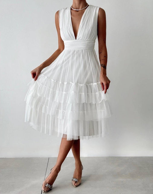 Vienna Tulle Layered Midi Dress