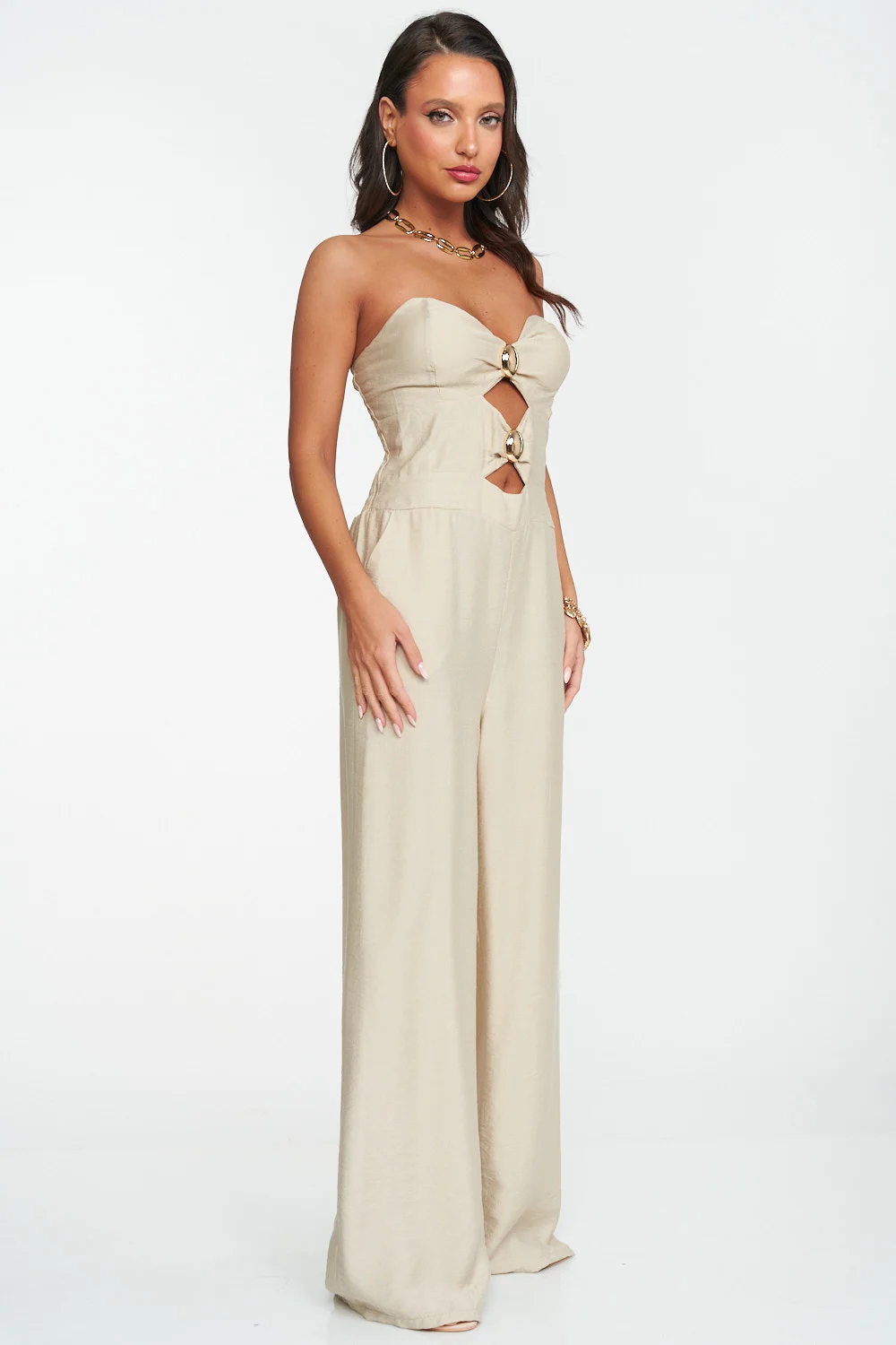 Strapless Cut-Out Jumpsuit - Kumkwat