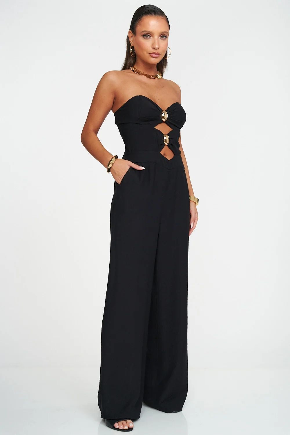 Strapless Cut-Out Jumpsuit - Kumkwat