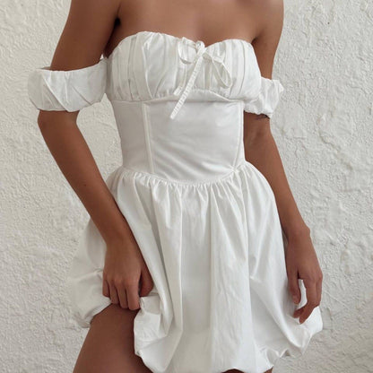 Sky Bloom Off-Shoulder Dress - Kumkwat