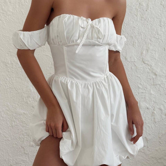 Sky Bloom Off-Shoulder Dress - Kumkwat