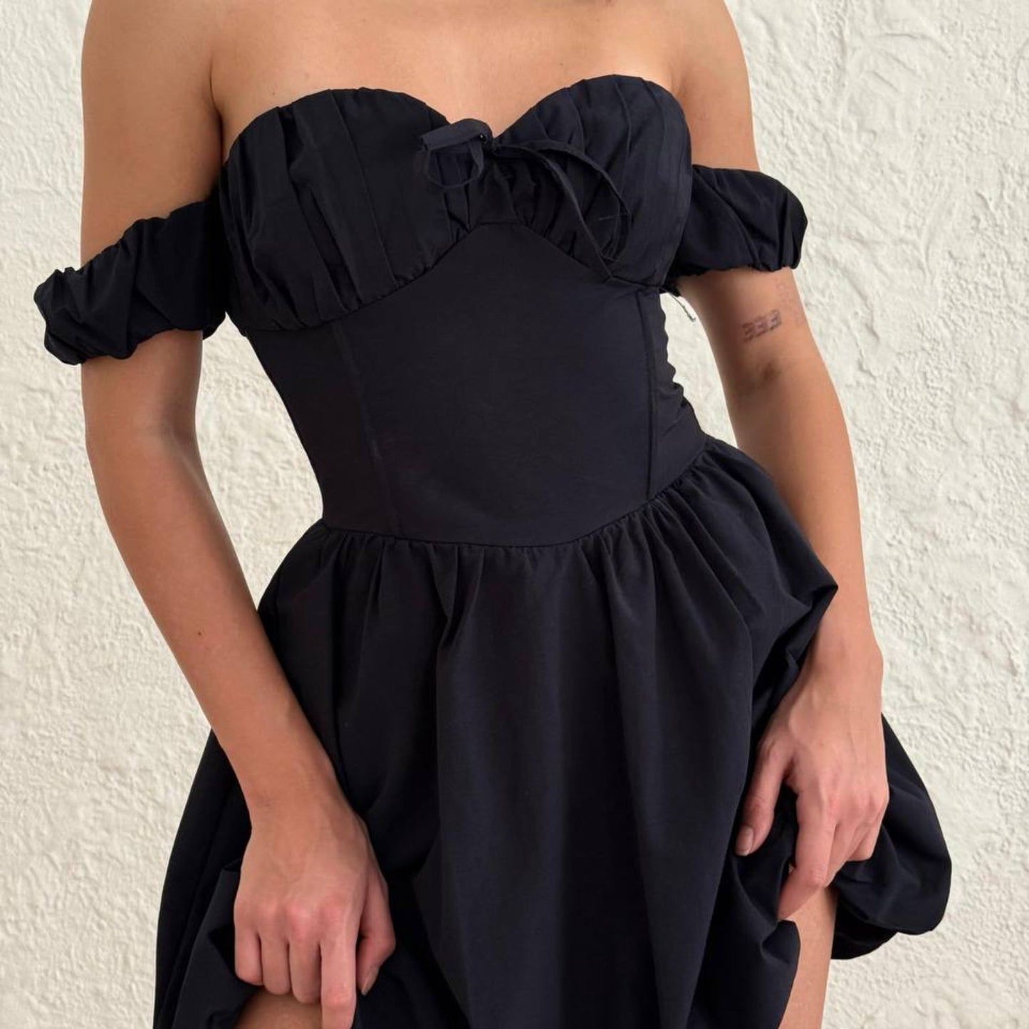Sky Bloom Off-Shoulder Dress - Kumkwat