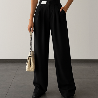 High-Waisted Wide-Leg Trousers - Kumkwat