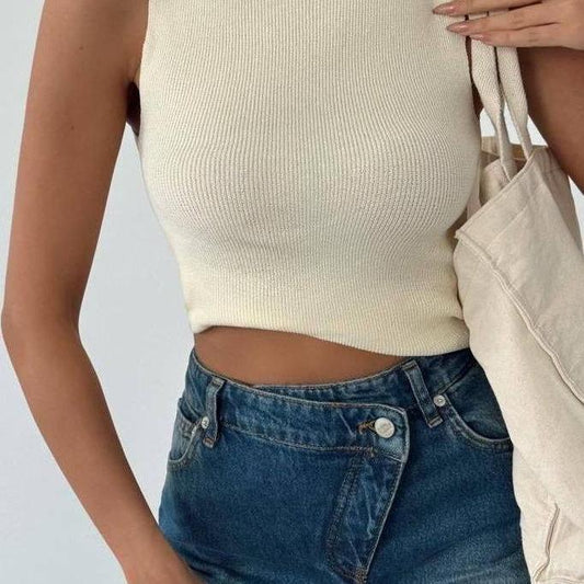 Ribbed Knit Tank Top - Kumkwat